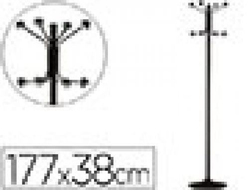 Cabide com pe sie metalico preto com 8 suportes 177 x 38 cm , Sie , 27689 , 
